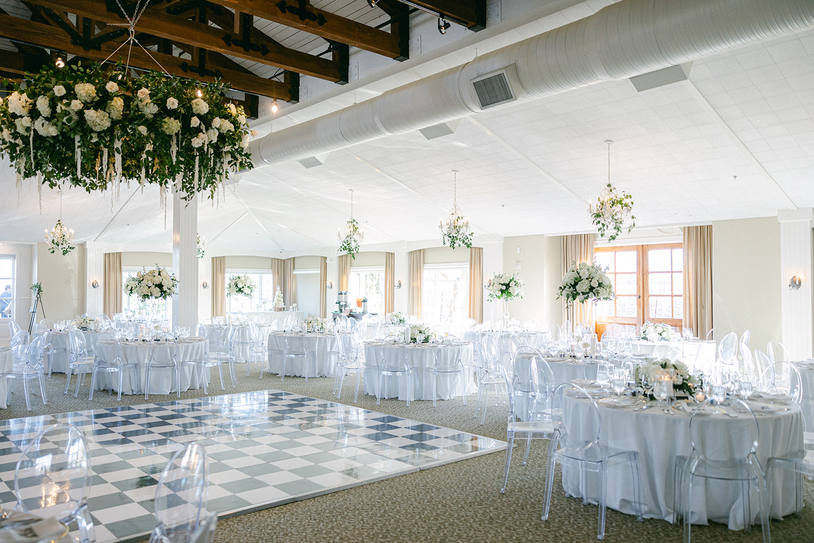 The Pavilion room with wedding table and chair setup