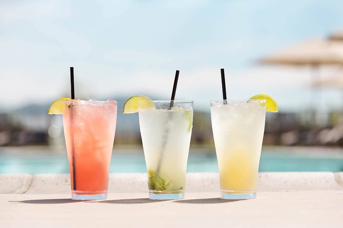 cocktails in front of the pool