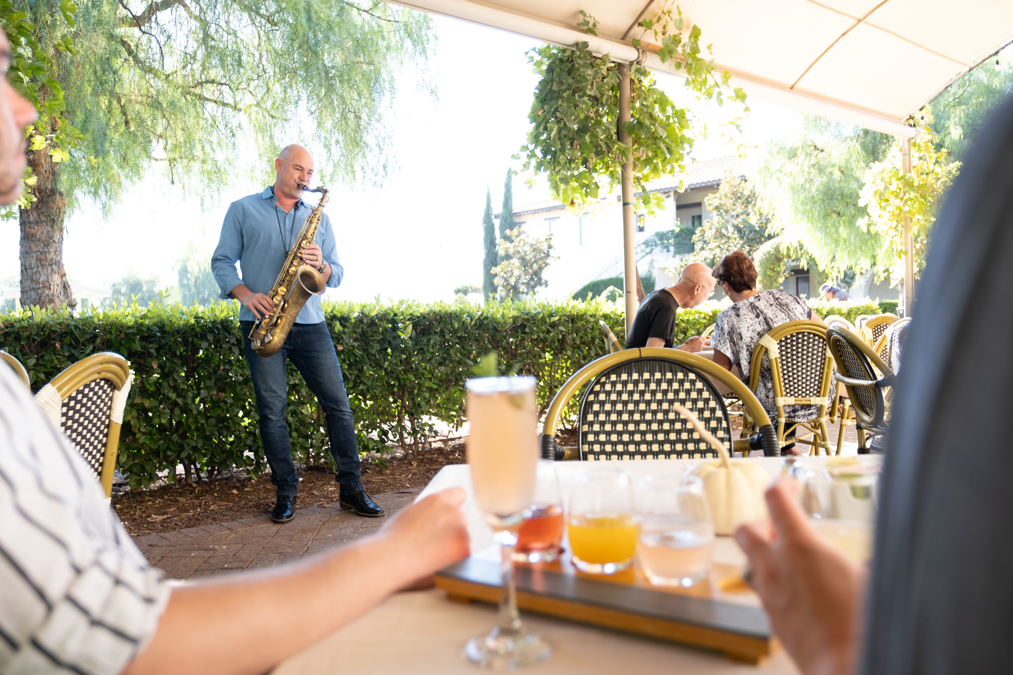 saxophone player at Bouquet Restaurant