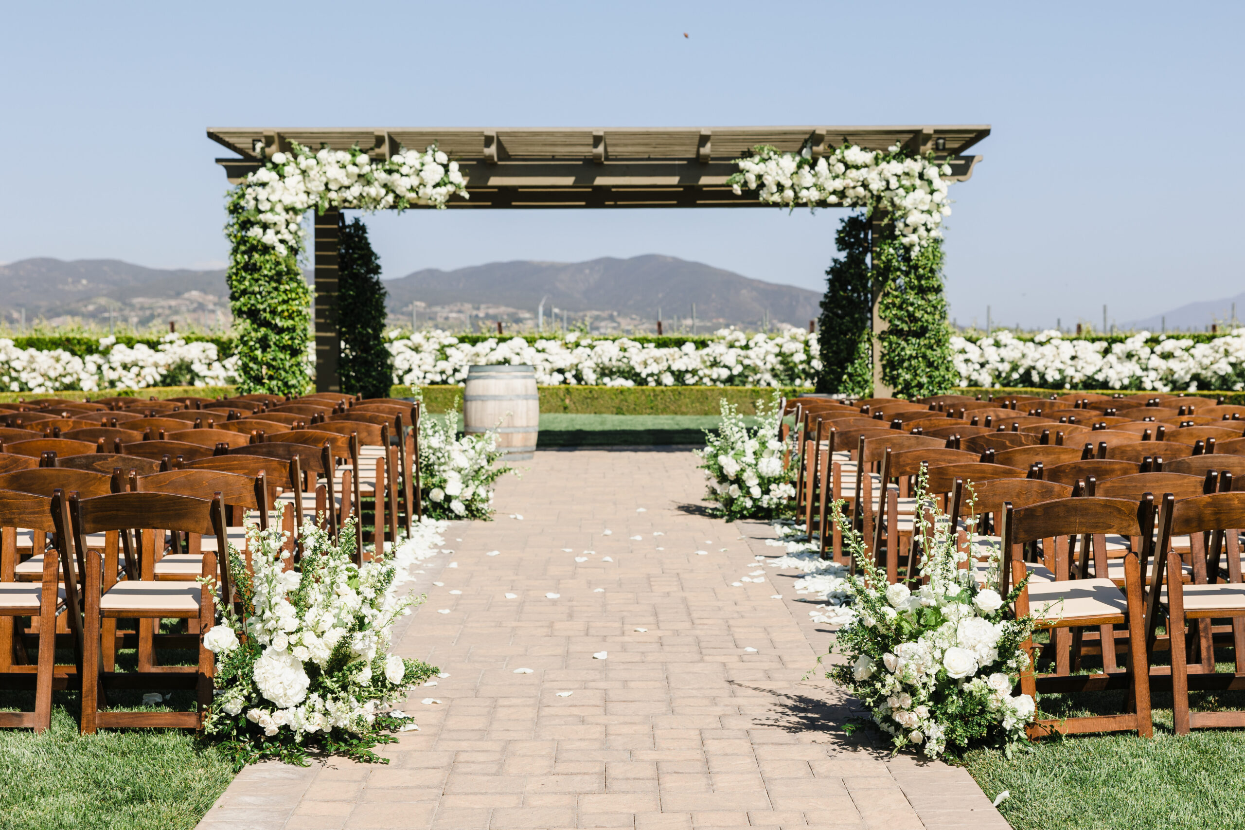 Ceremony site with floral and seating