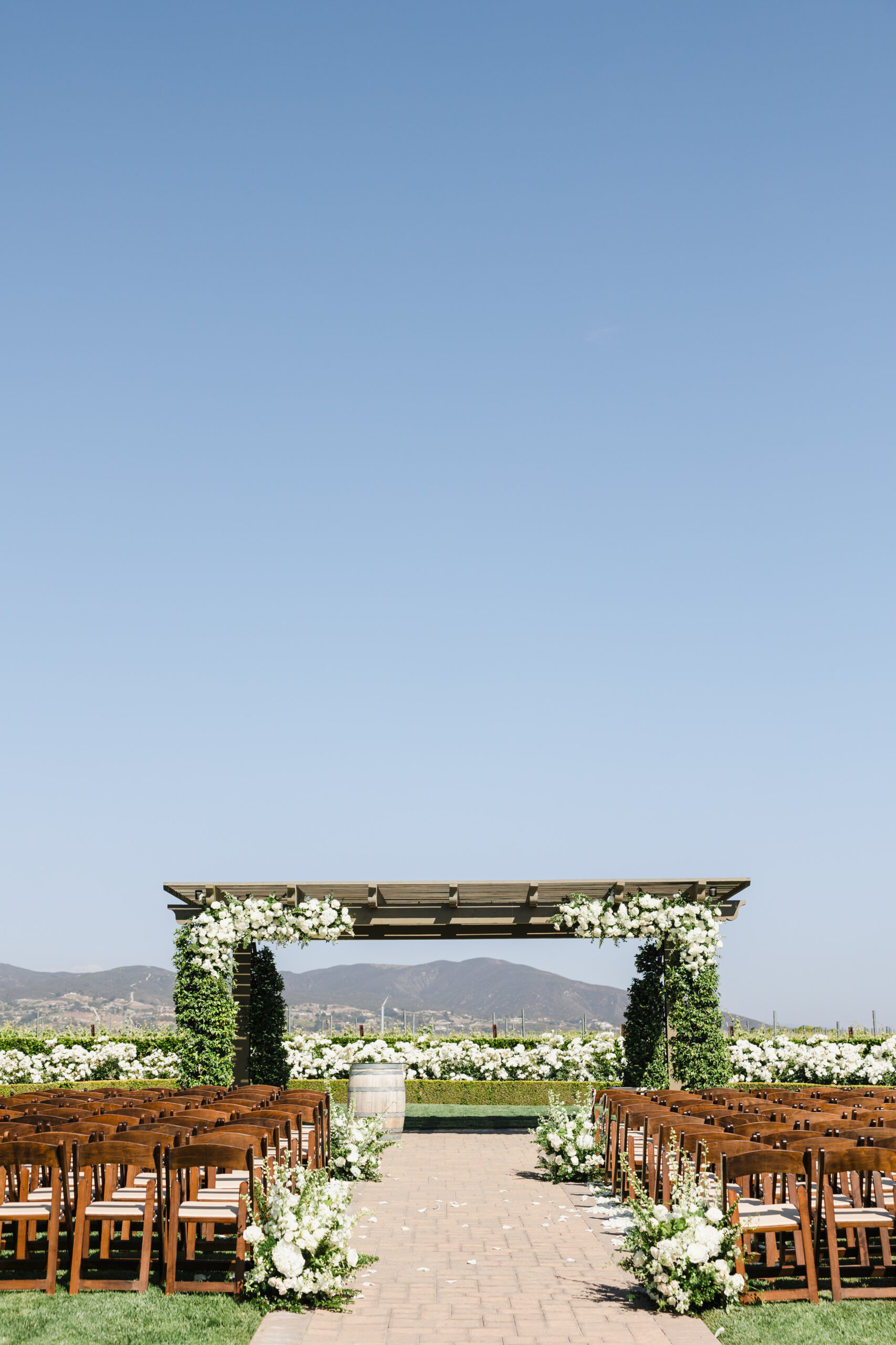 Ceremony site with floral and seating