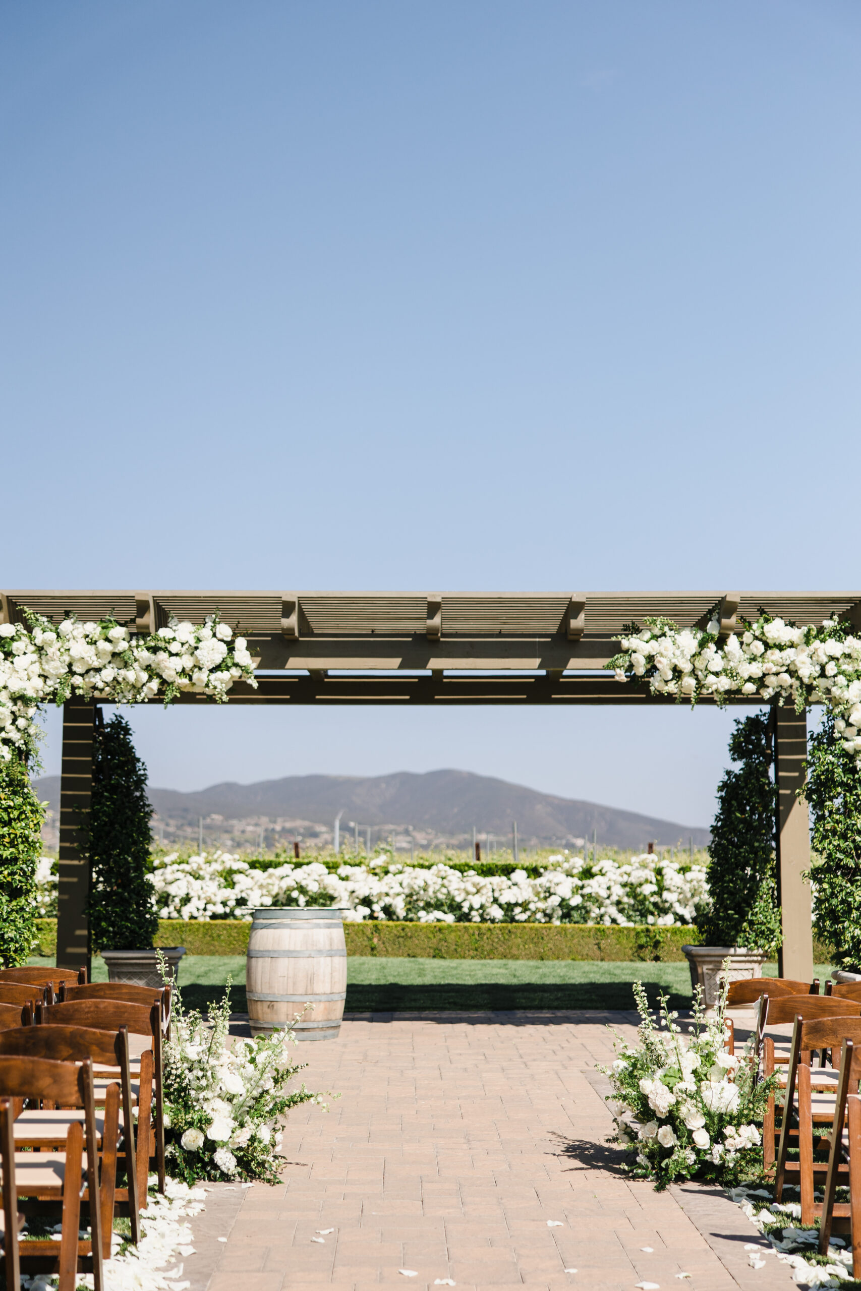 Ceremony site with floral and seating